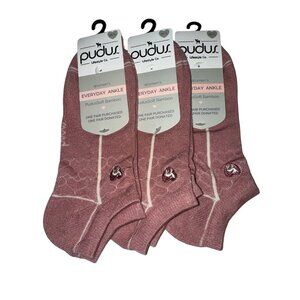 PUDUS Women's Ankle Socks Dusty Pink Honeycomb Cotton 3 Pairs M/L Size 9-11 NEW